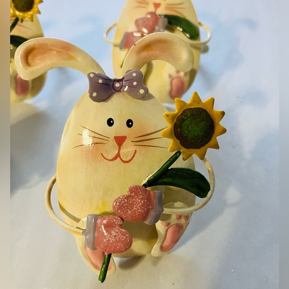 Easter Bunny Napkin Ring Holders Set Of 6 Holiday Spring‎ Metal - Picture 2 of 3